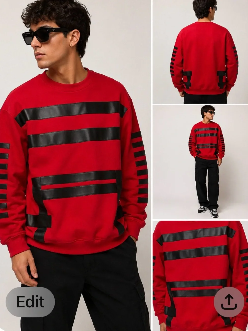 DNINE Reserve Premium Red Black Graphic Crewneck Sweatshirt Men’s XL Streetwear